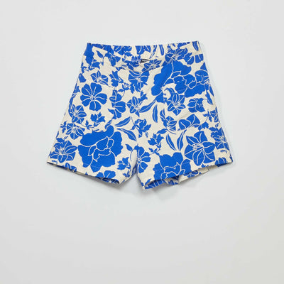 Short fluide blanc/bleu