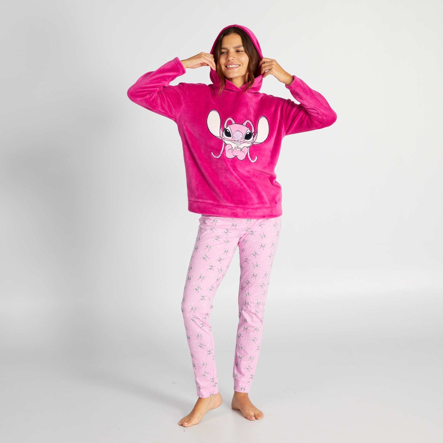 Ensemble pyjama sweat polaire + pantalon jersey 'Stitch' - 2 pi ces Rose