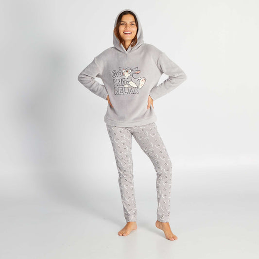 Ensemble pyjama sweat polaire + pantalon jersey 'Pan-Pan' - 2 pi ces Gris