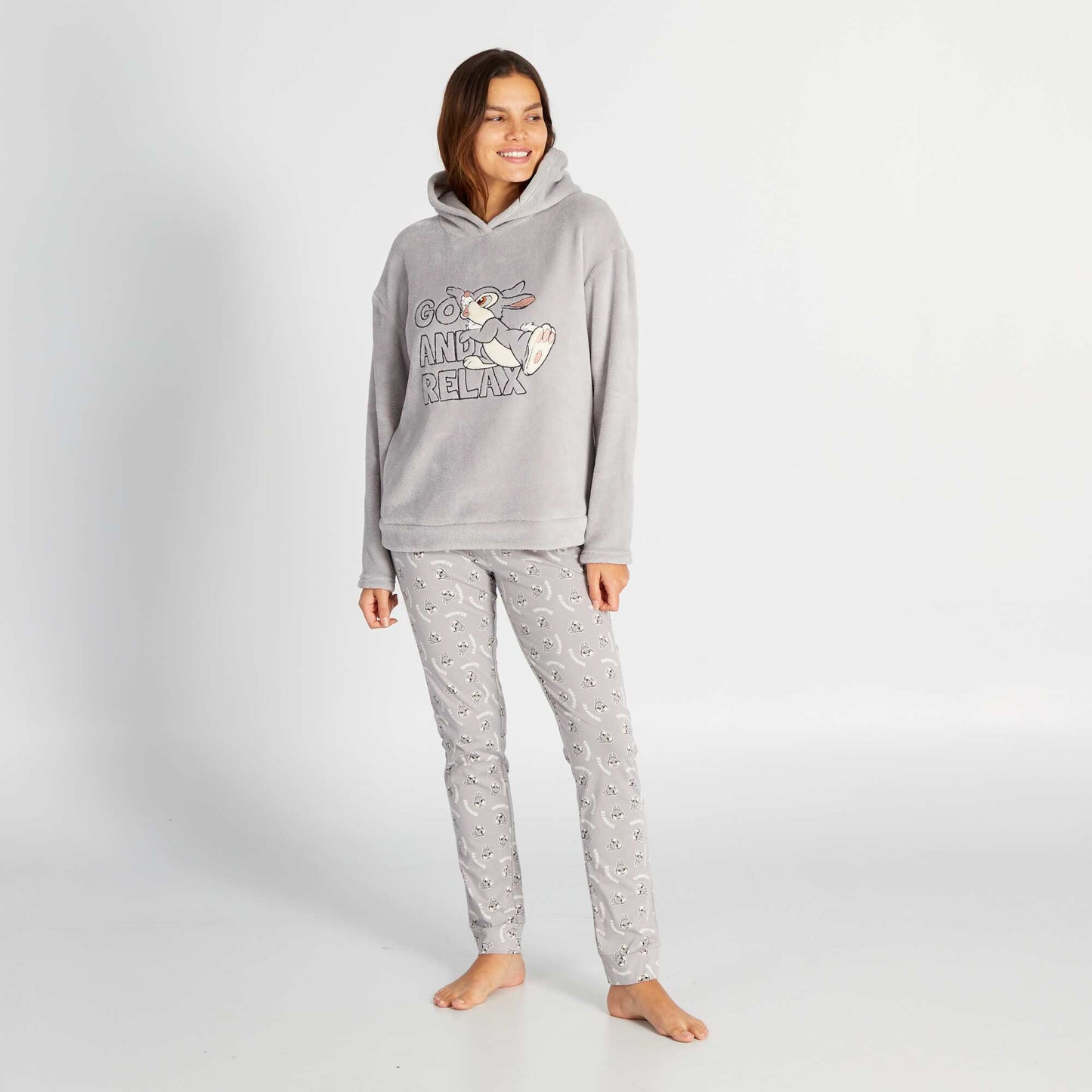 Ensemble pyjama sweat polaire + pantalon jersey 'Pan-Pan' - 2 pi ces Gris