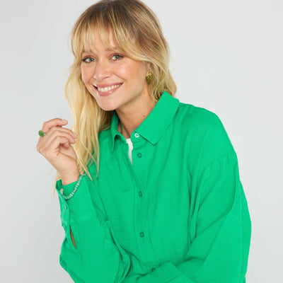 Chemise unie manches longues Vert