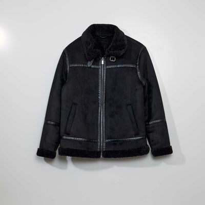 Blouson aviateur en suedine Noir