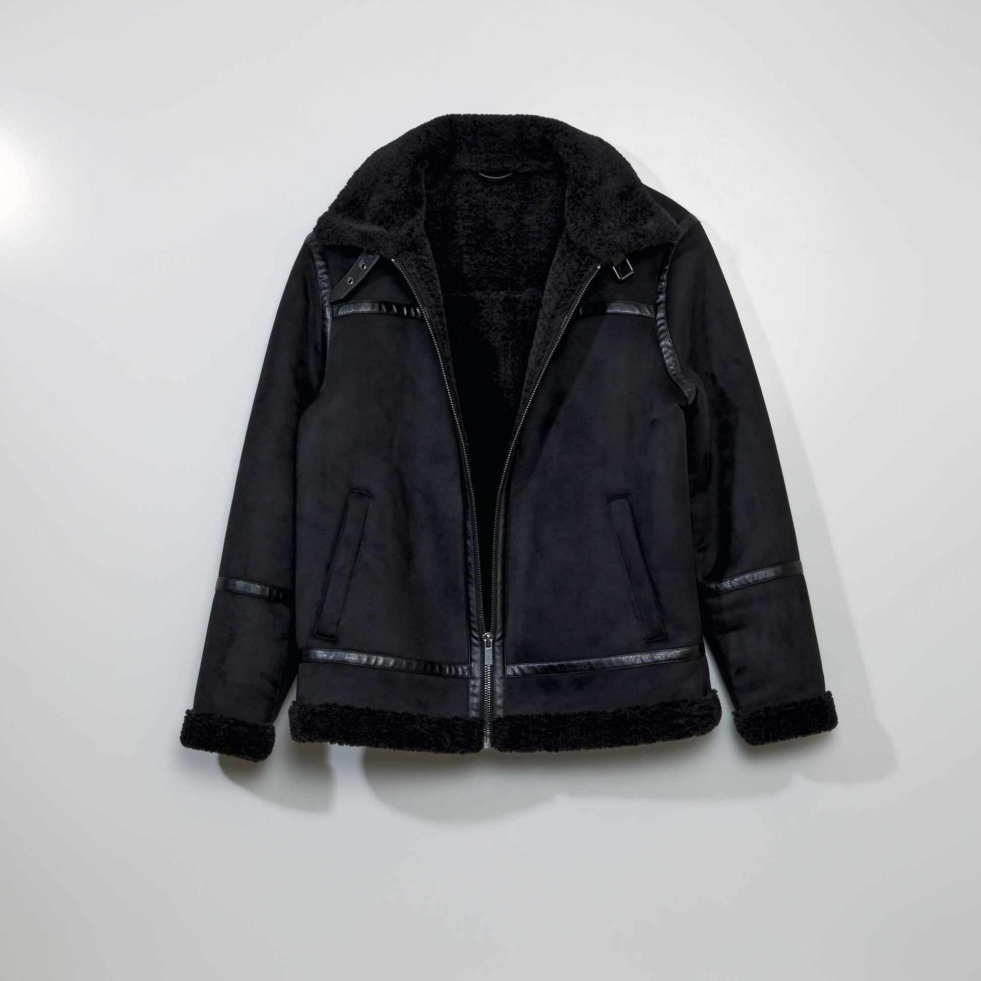 Blouson aviateur en suedine Noir