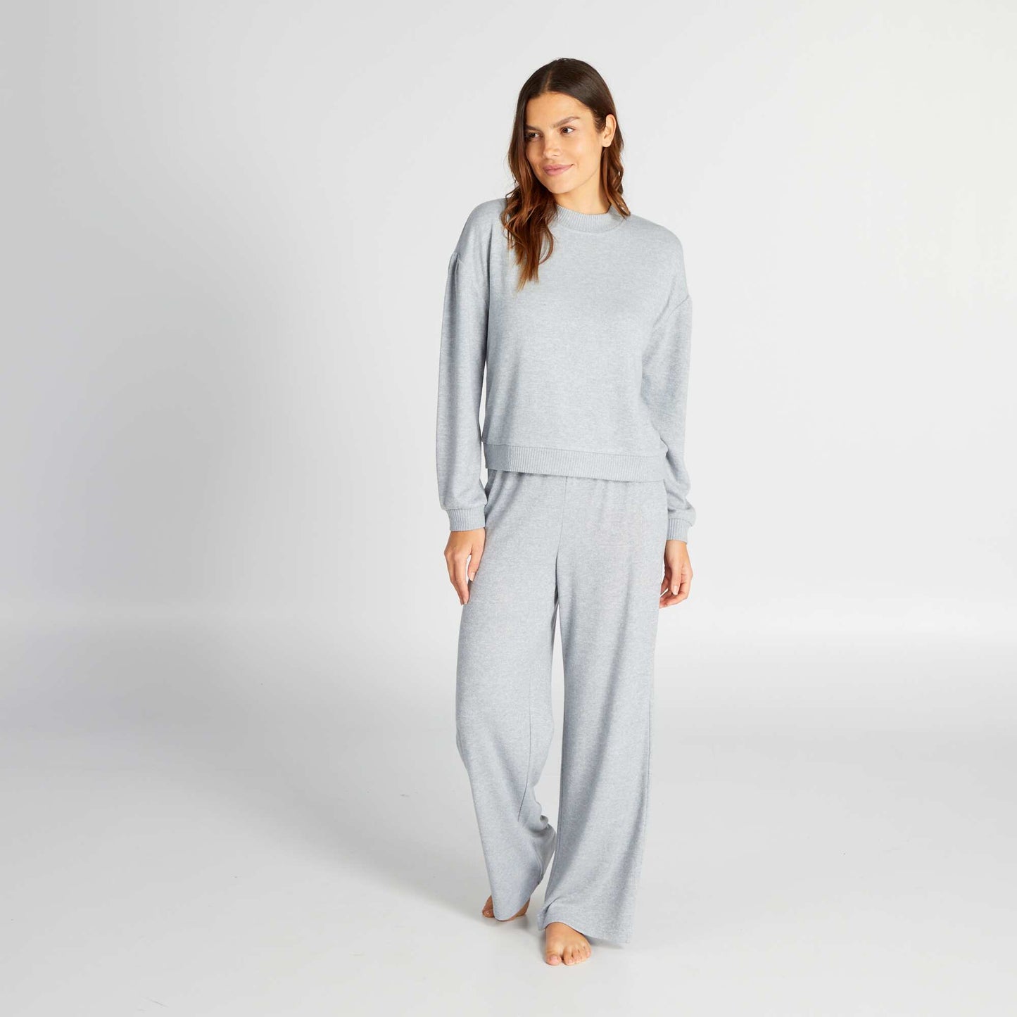 Pantalon de pyjama en maille doudou Gris