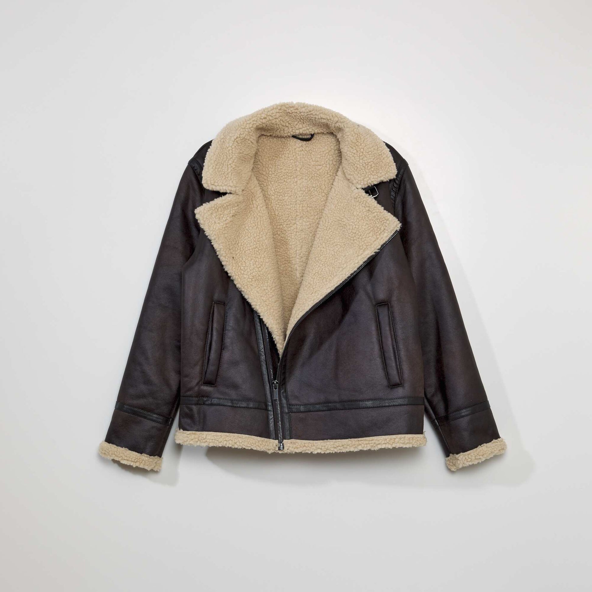 Blouson fa on aviateur avec sherpa Marron