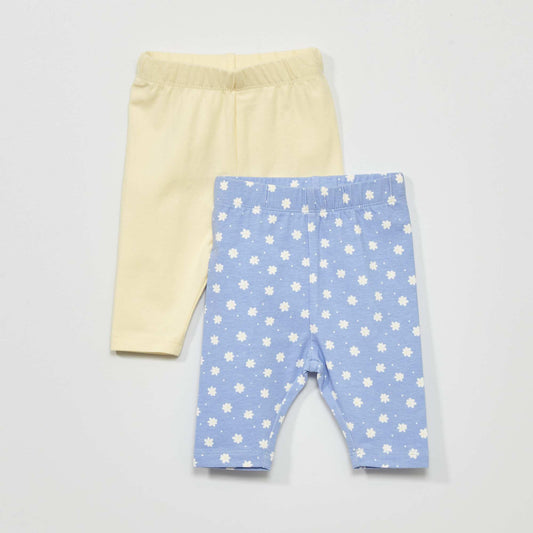 Lot de 2 leggings courts en jersey Jaune/bleu