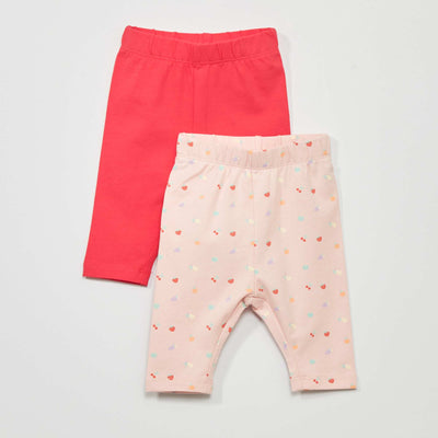 Lot de 2 leggings courts en jersey Rose