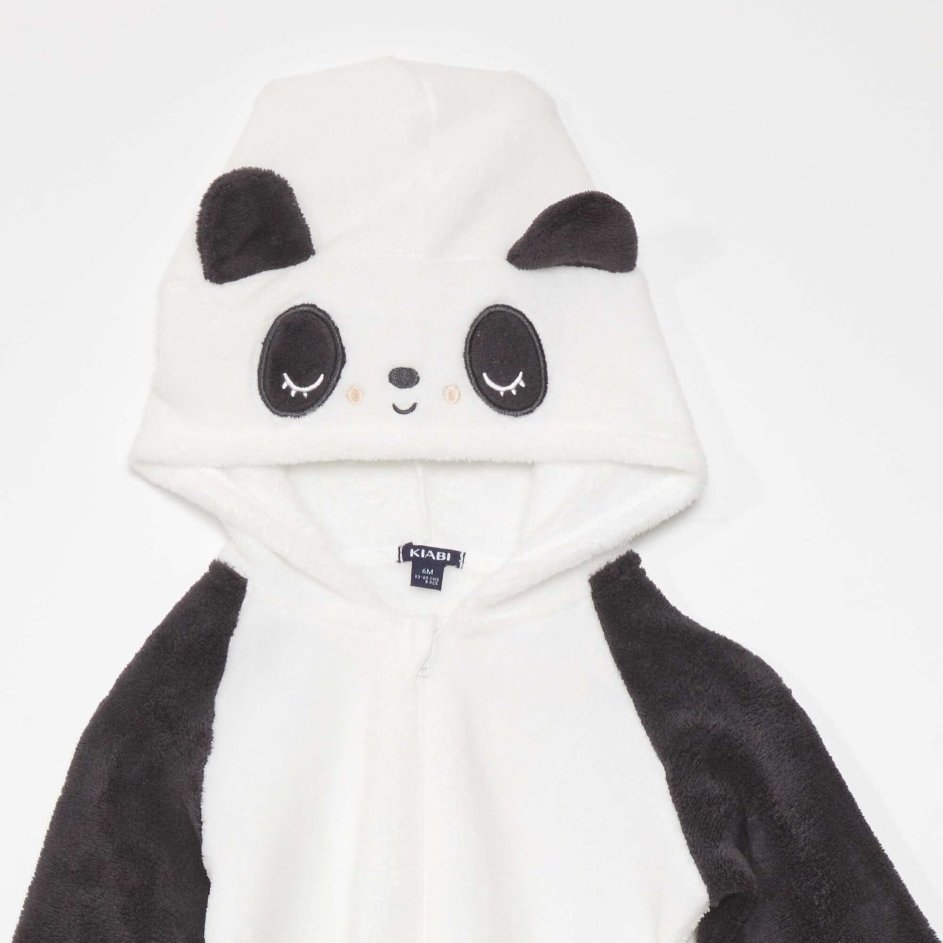 Combinaison polaire capuche 'panda' Noir/blanc