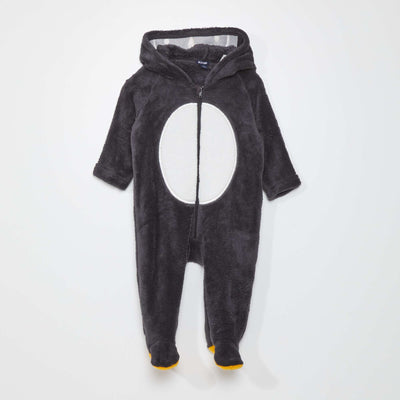 Combinaison polaire capuche 'panda' Gris