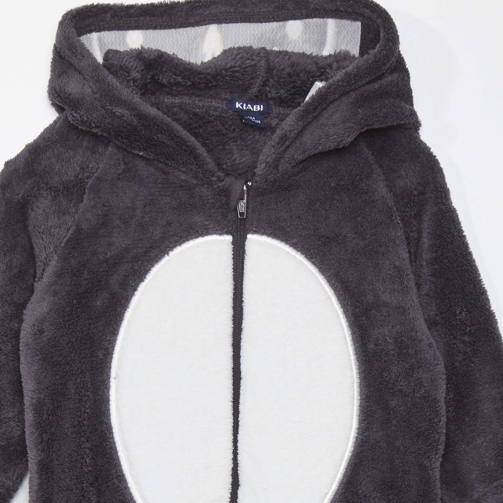 Combinaison polaire capuche 'panda' Gris