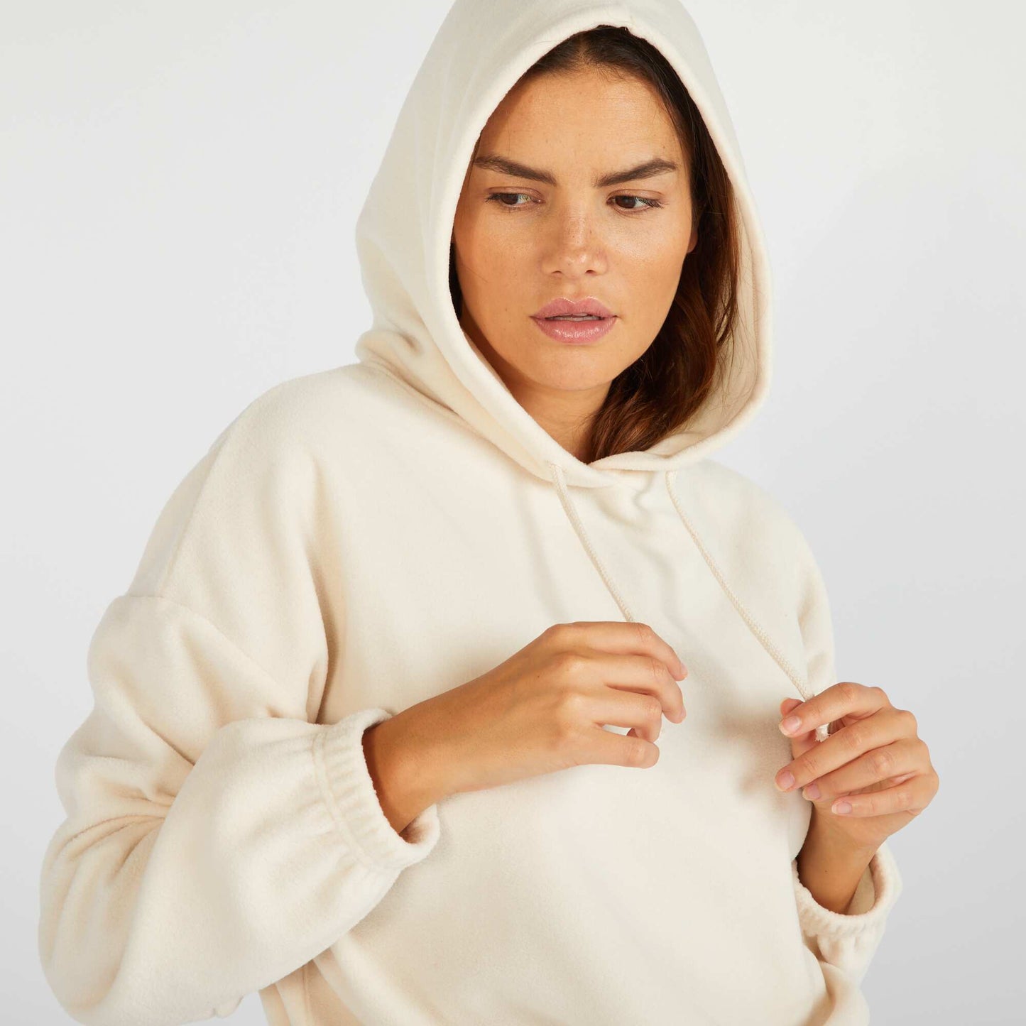 Sweat polaire capuche Blanc