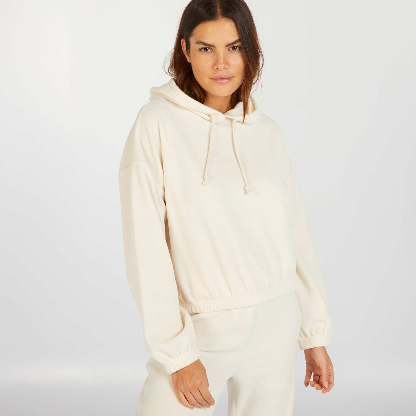 Sweat polaire capuche Blanc