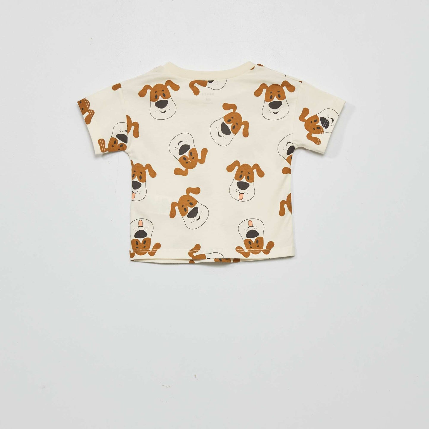 T-shirt 'chiens'   col rond Beige