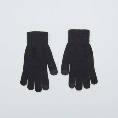 Gants en maille côtelée noir