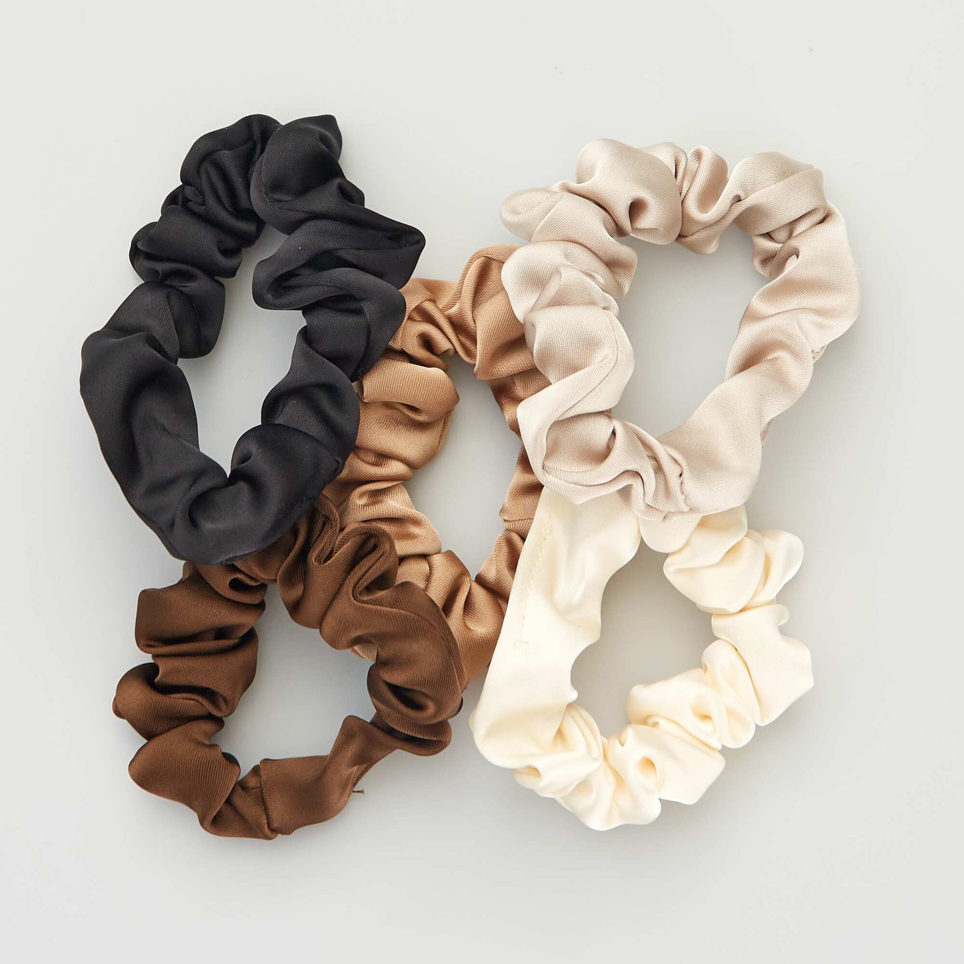 Lot de 5 chouchous satin s Beige/marron