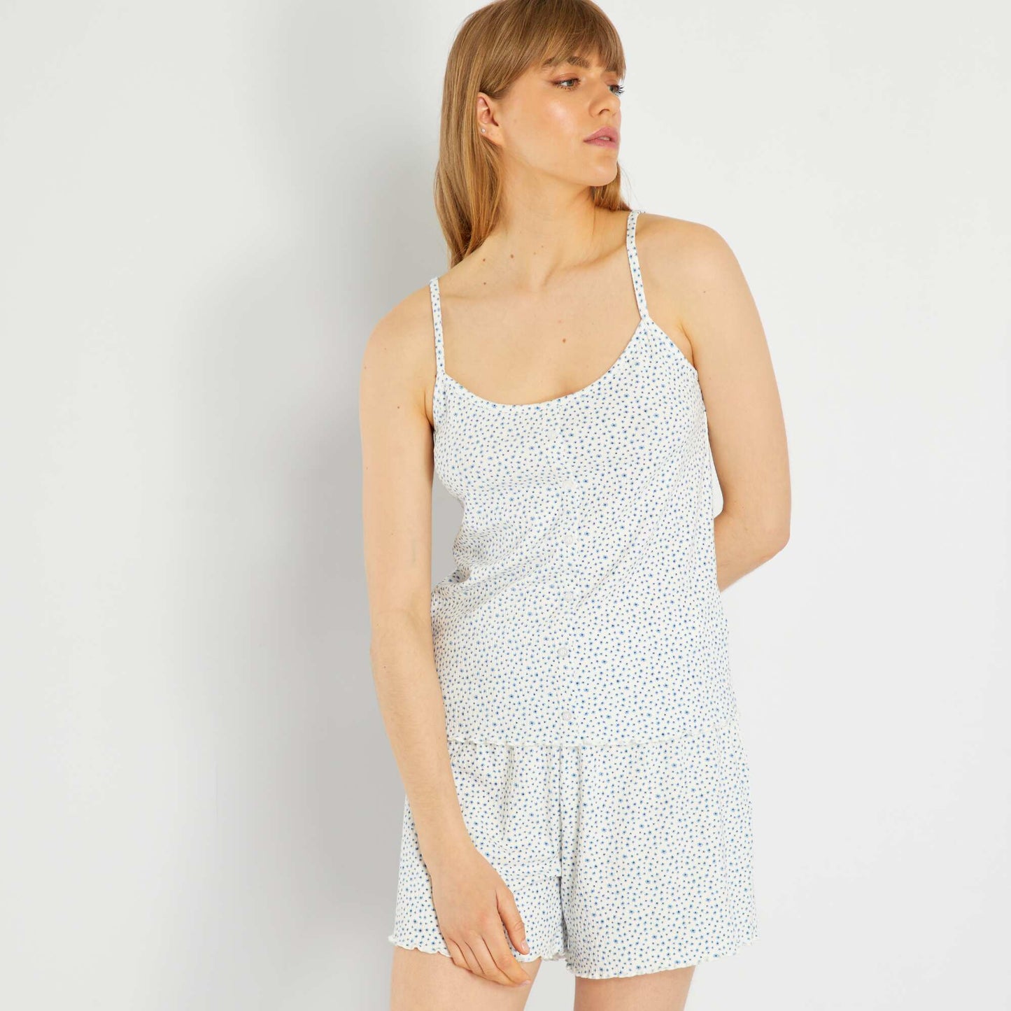 Ensemble pyjama short en maille - 2 pi ces Blanc