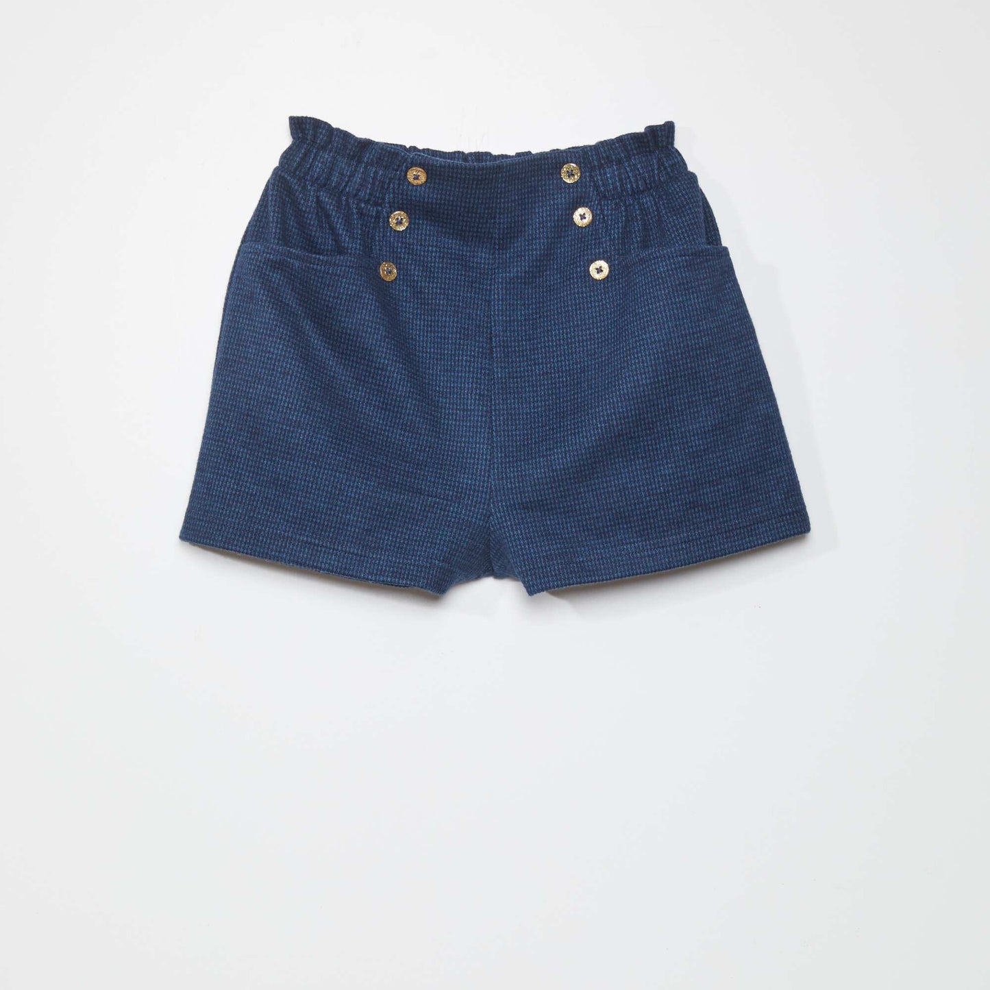 Short avec imprim 'pied de poule' Bleu marine