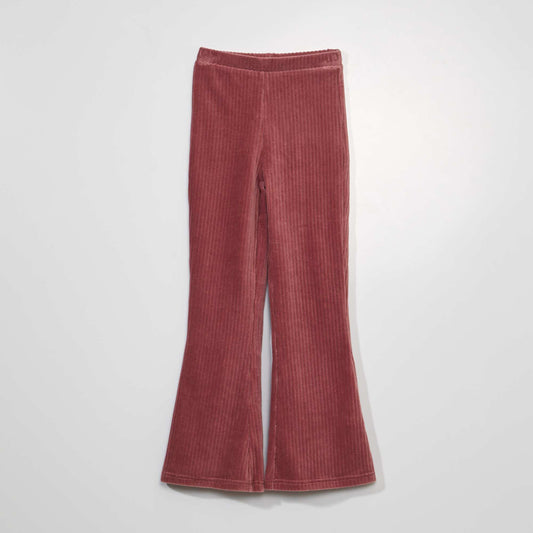 Pantalon flare en velours Rose