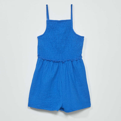 Combishort gaufr e fines bretelles bleu