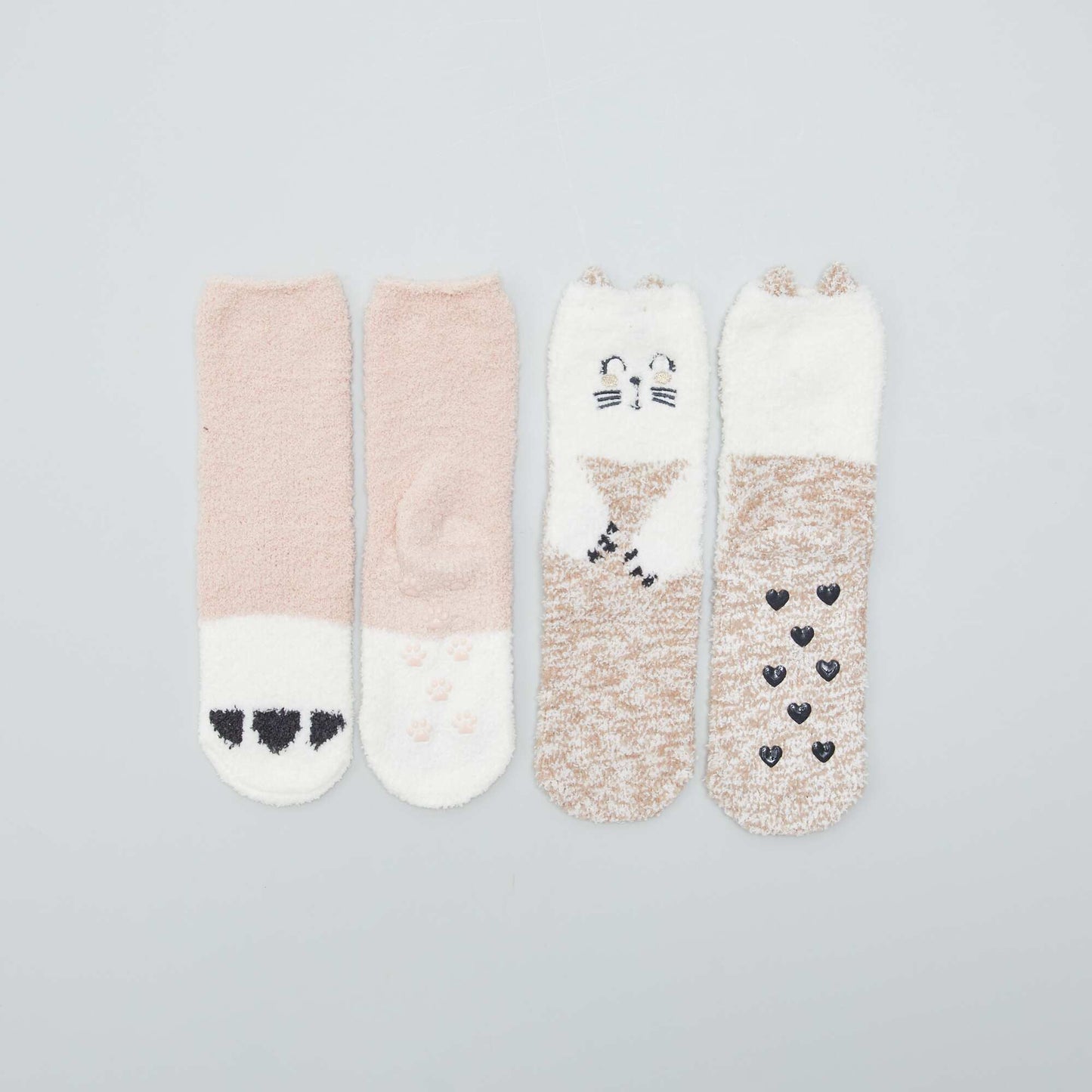 Chaussons chaussettes 'animaux' Beige