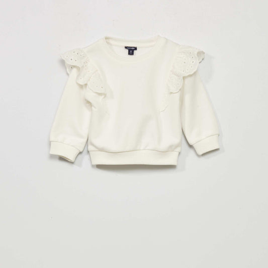 Sweat avec broderie anglaise blanc