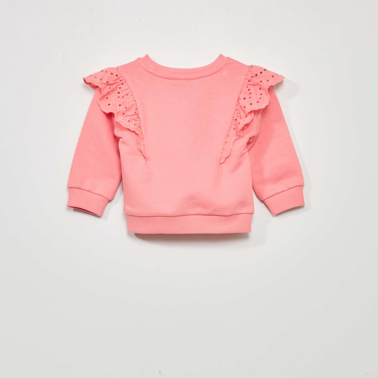 Sweat avec broderie anglaise Rose