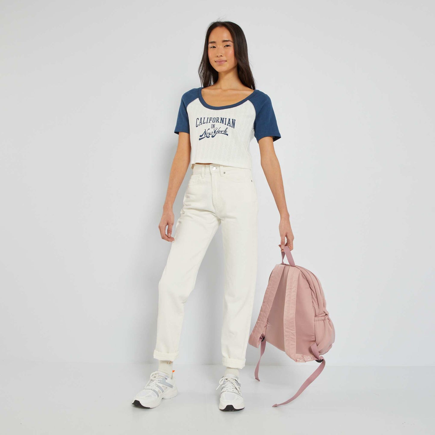 Tee-shirt raglan esprit campus Blanc/bleu