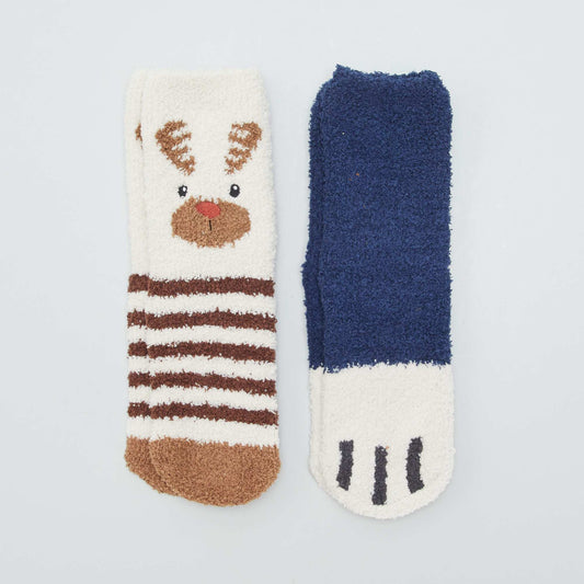 Chaussons chaussettes 'animaux' Marron