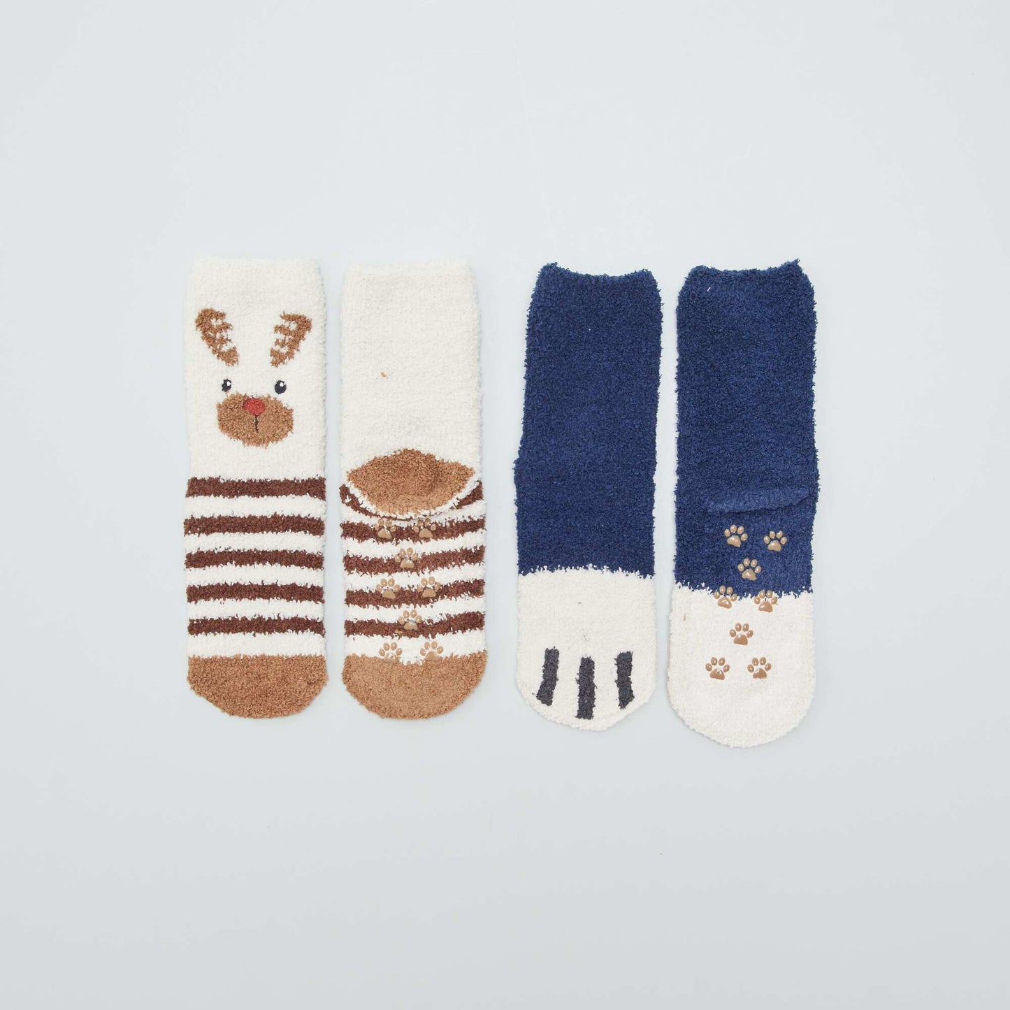 Chaussons chaussettes 'animaux' Marron