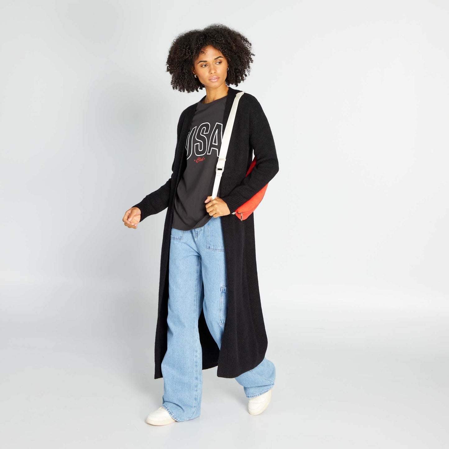 Gilet long en maille Noir