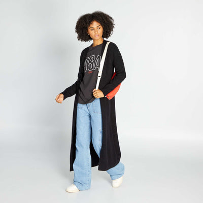 Gilet long en maille Noir