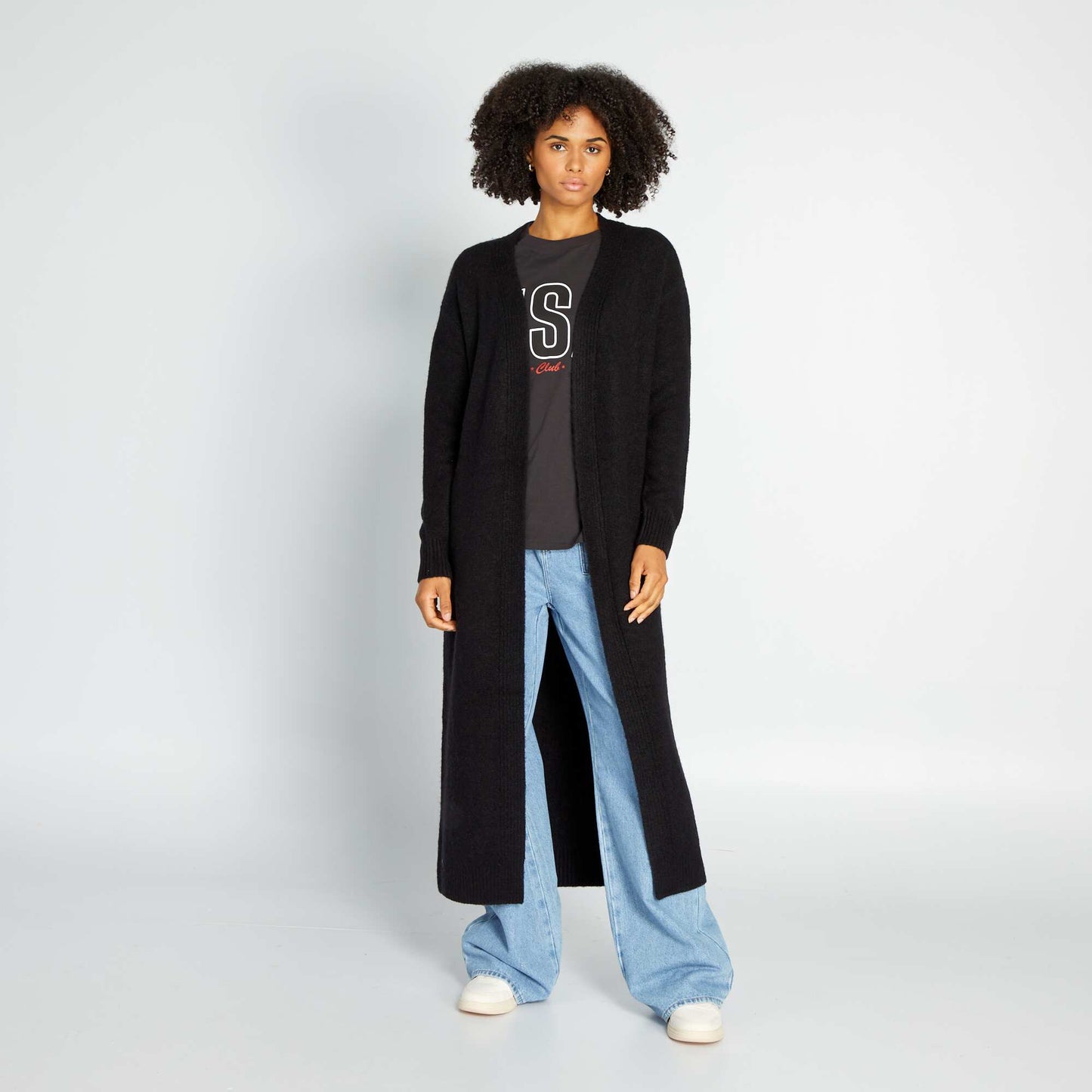 Gilet long en maille Noir
