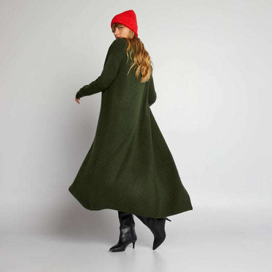 Gilet long en maille Vert