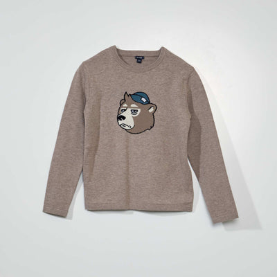 Pull en maille col rond Beige