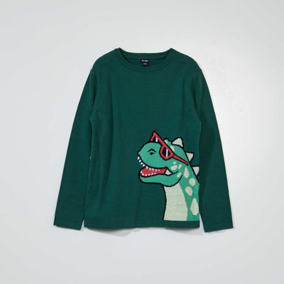 Pull en maille col rond Vert