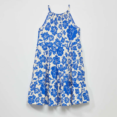 Robe en maille l g re motif blanc/bleu