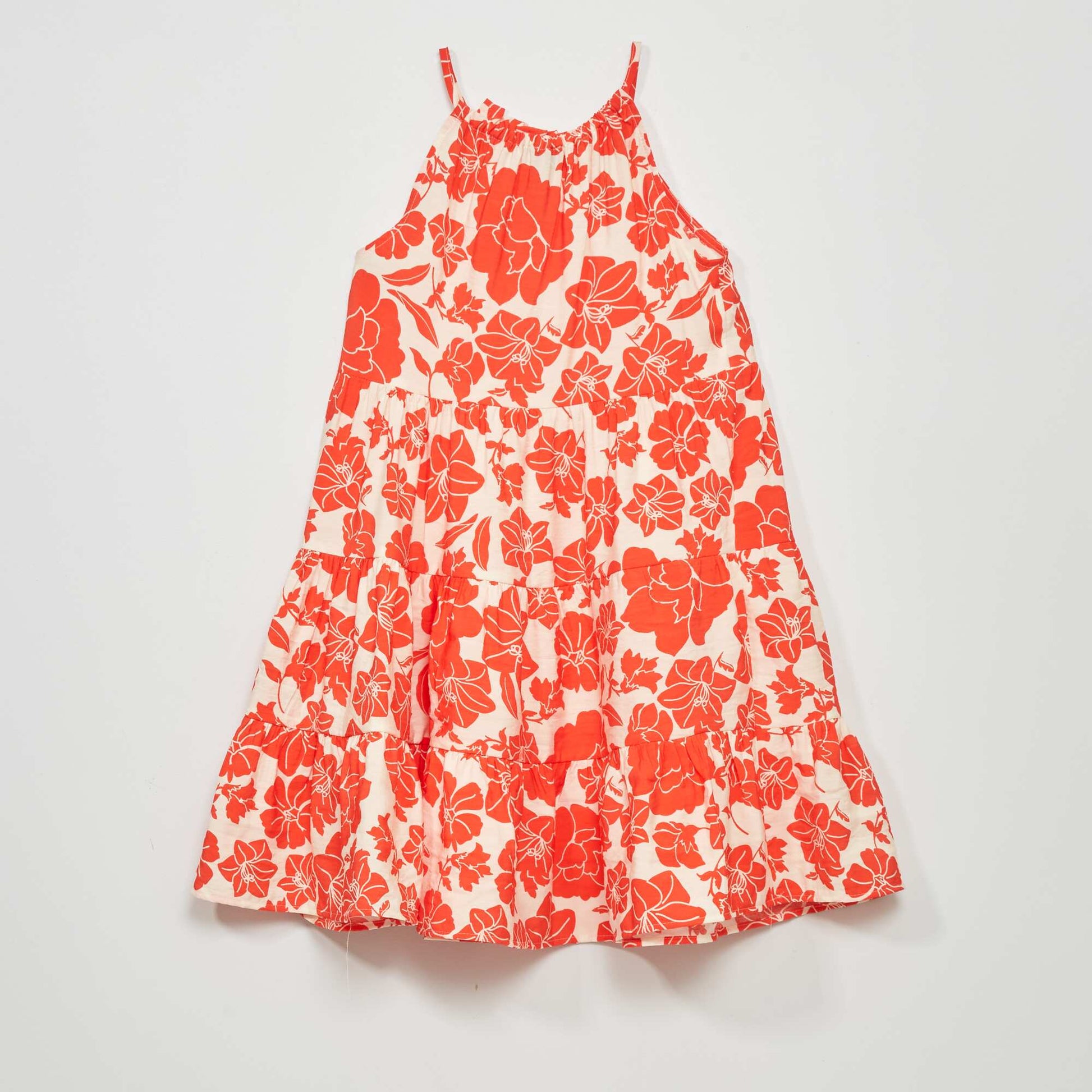 Robe en maille l g re motif ROUGE