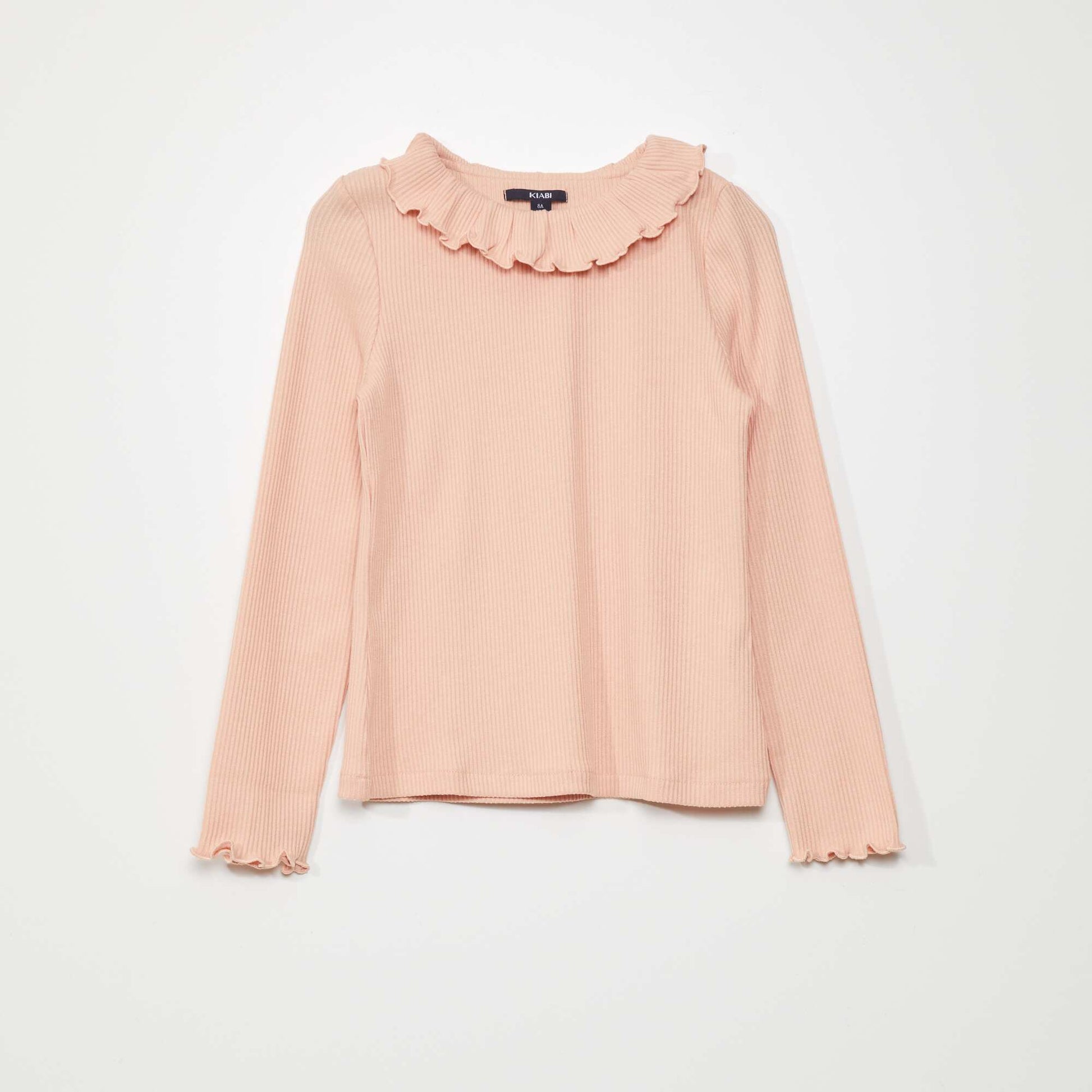 T-shirt l ger en maille c tel e avec imprim Vieux rose