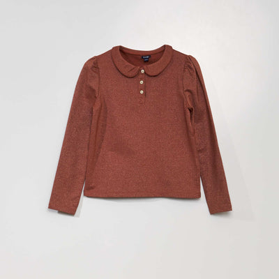 Polo avec fils brillants marron
