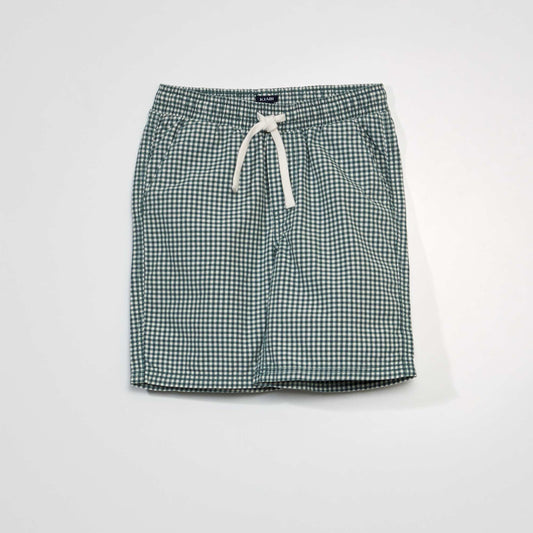 Short en twill carreaux Vert