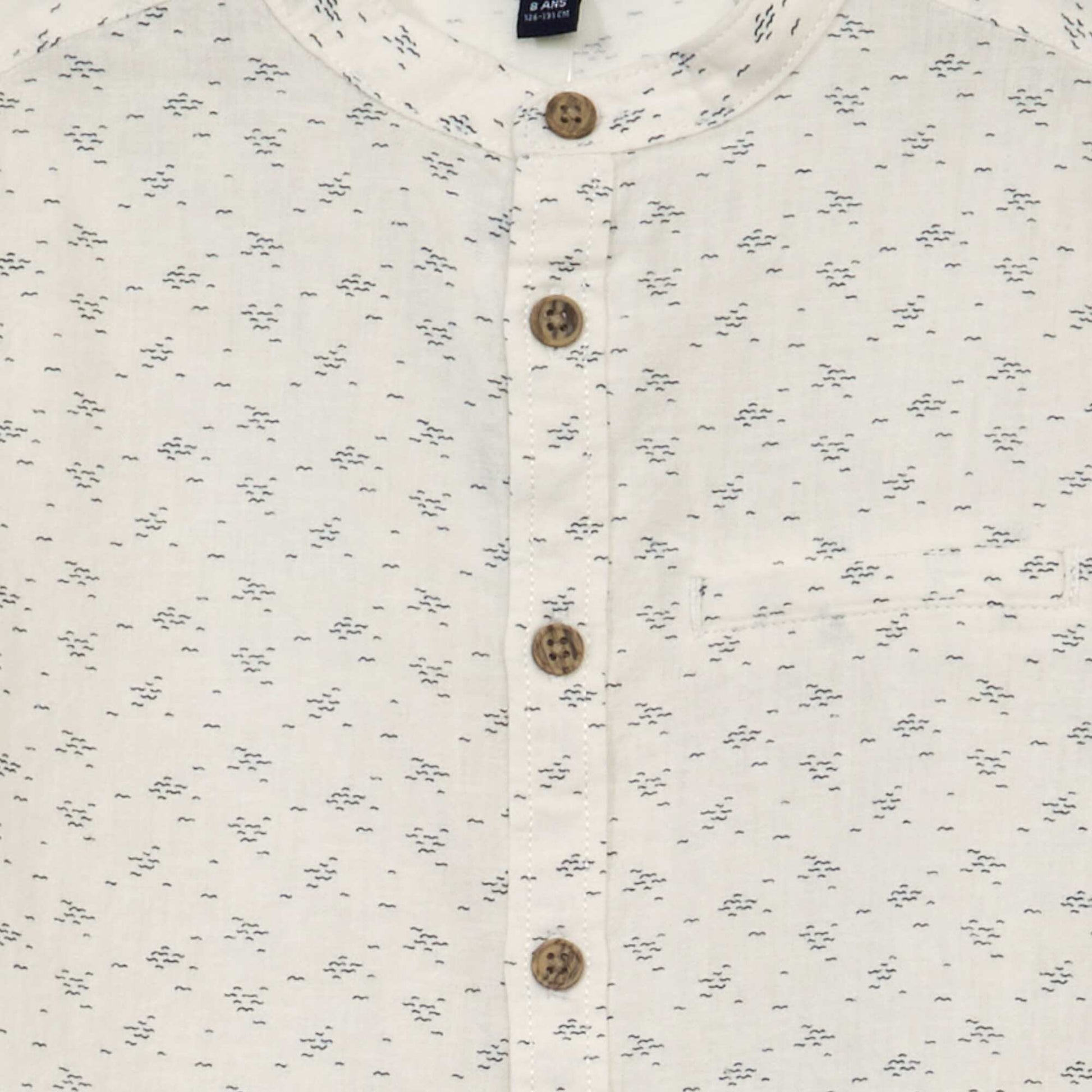 Chemise manches courtes motif 'vagues' Blanc