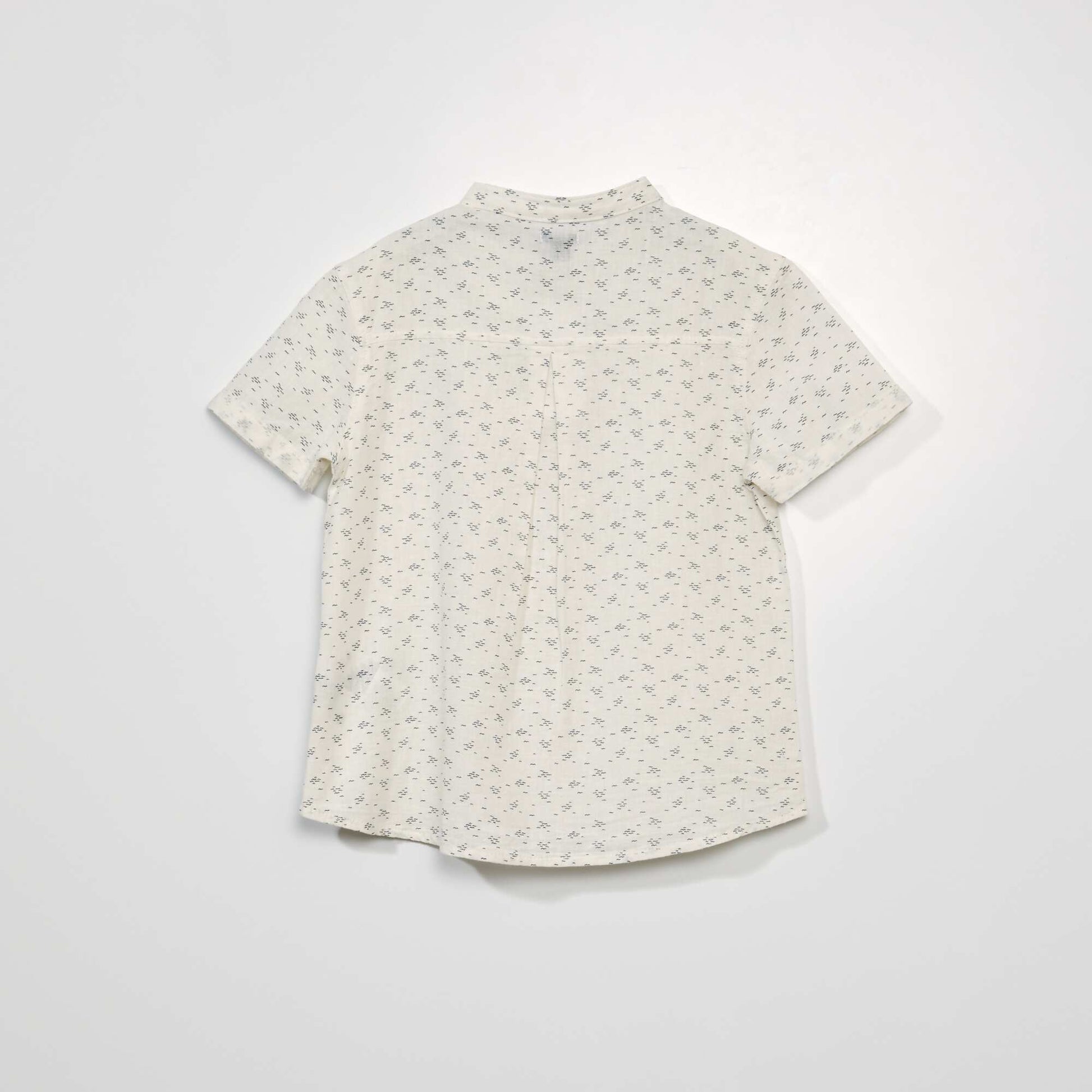 Chemise manches courtes motif 'vagues' Blanc