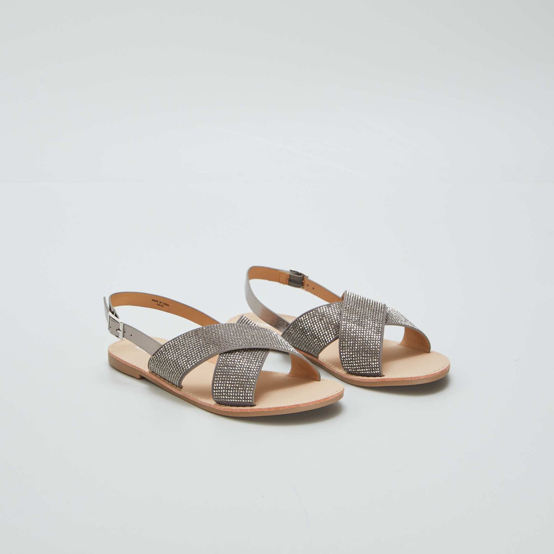Sandales brides avec strass Gris