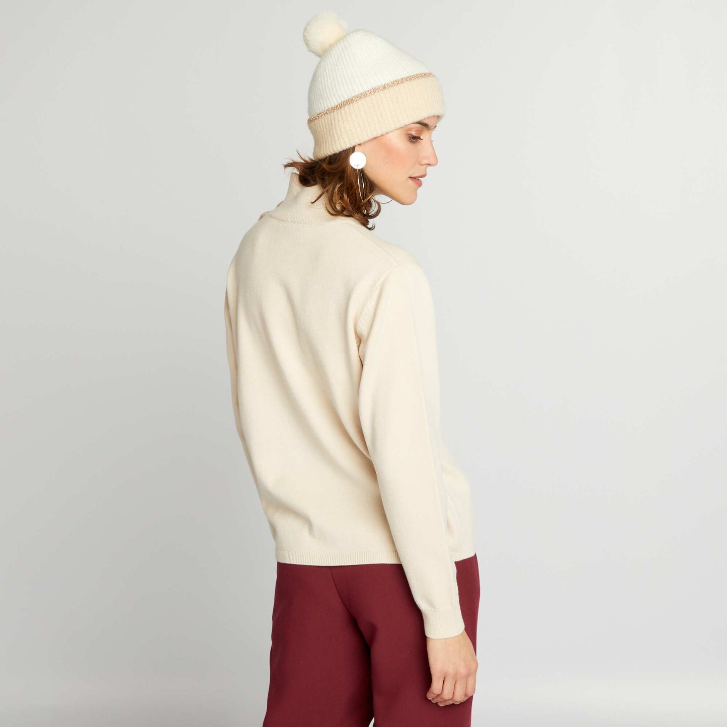 Pull en maille avec boutons fantaisie Blanc cr me