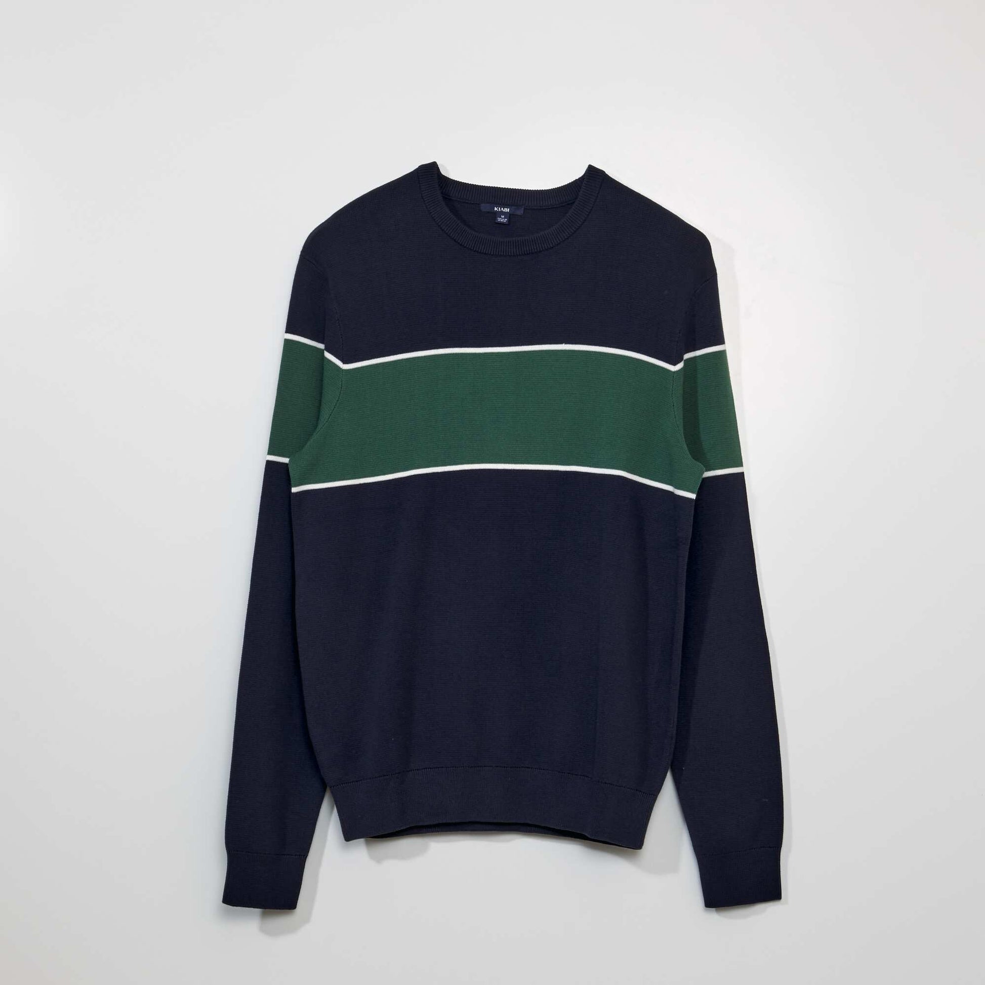 Pull en maille rayure Bleu marine/vert