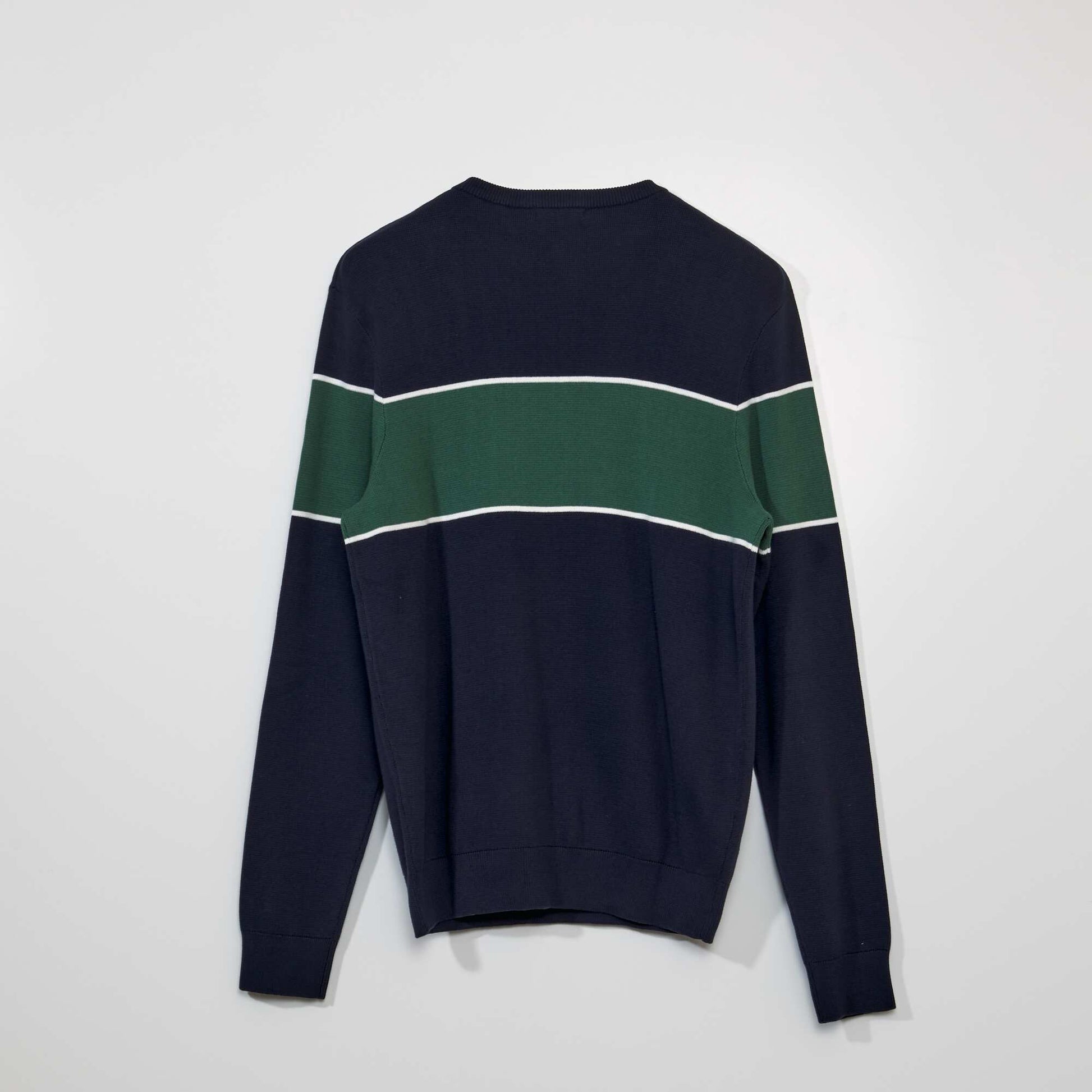 Pull en maille rayure Bleu marine/vert