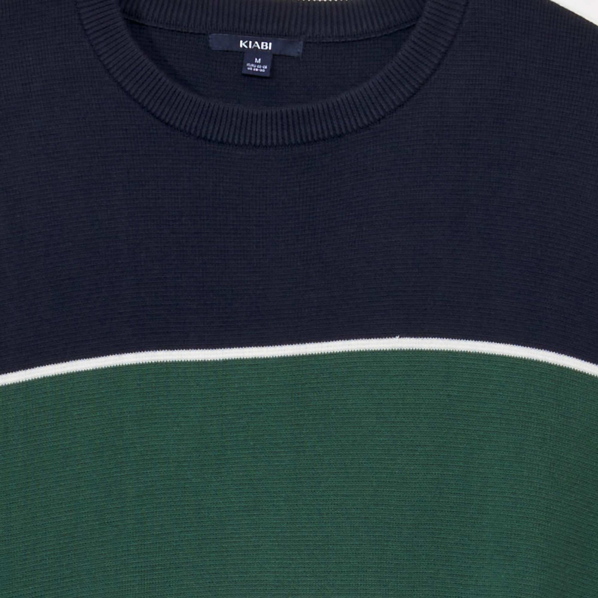 Pull en maille rayure Bleu marine/vert
