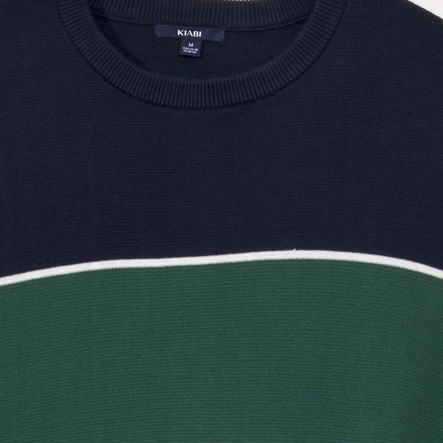 Pull en maille rayure Bleu marine/vert