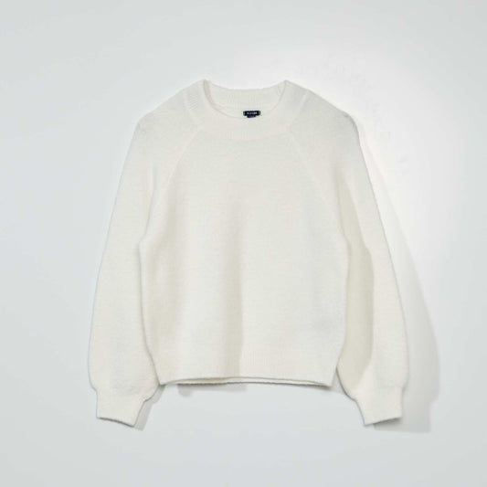 Pull en maille col rond blanc