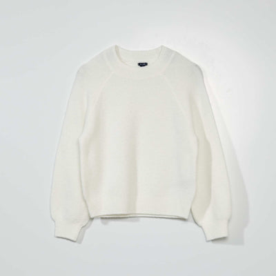 Pull en maille col rond blanc